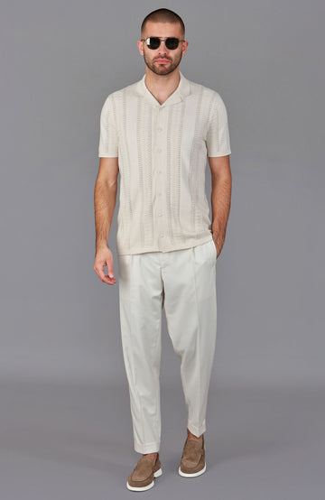 mens open knitted cuban collar shirt