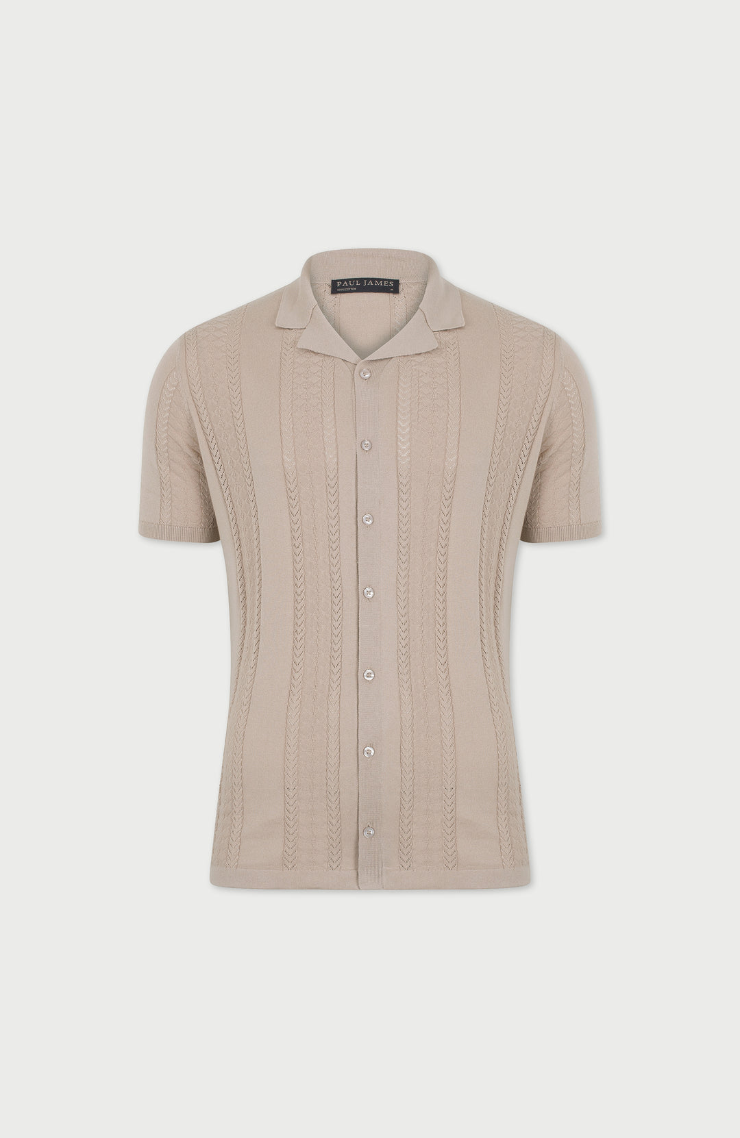linen mens short-sleeve open knit shirt by paul james