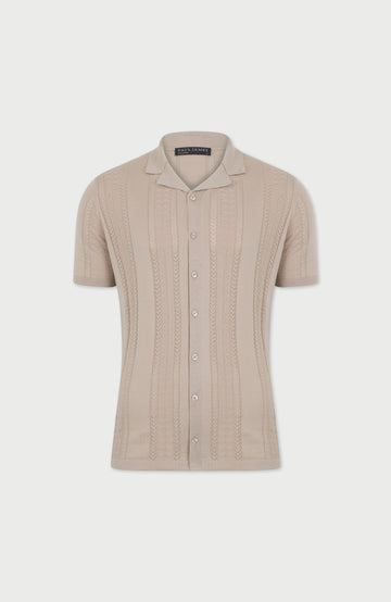 linen mens short-sleeve open knit shirt by paul james
