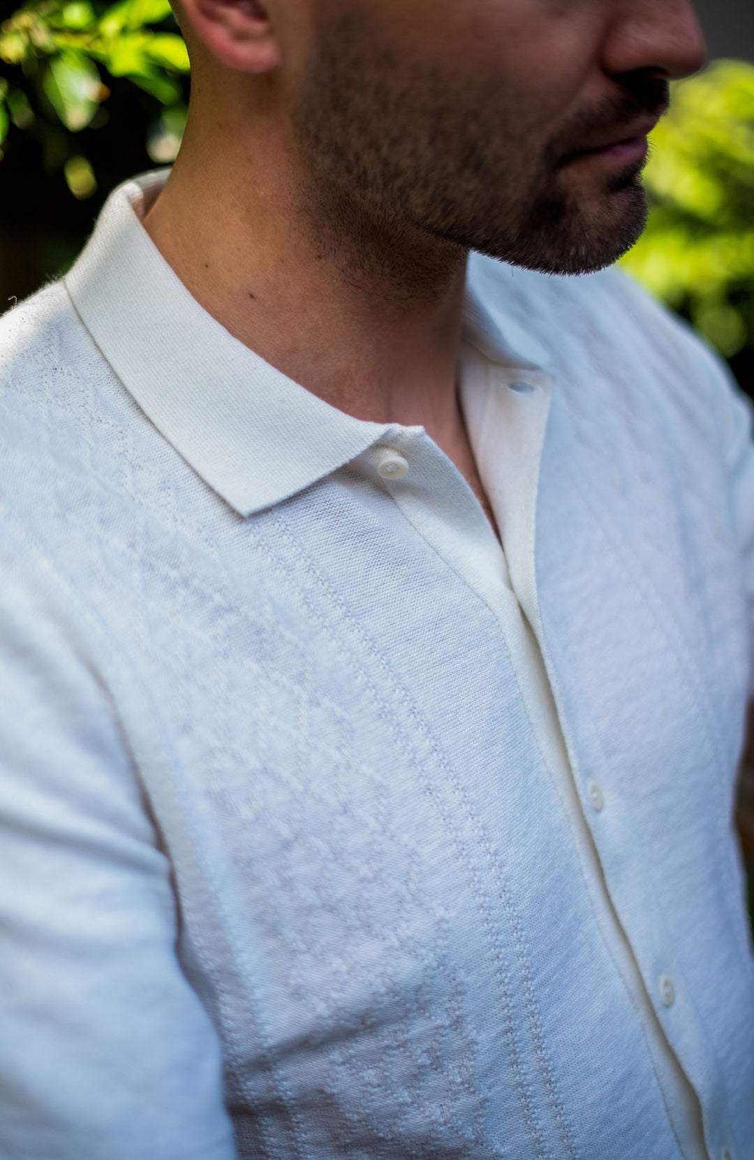 Men's cotton linen ecru summer shirt