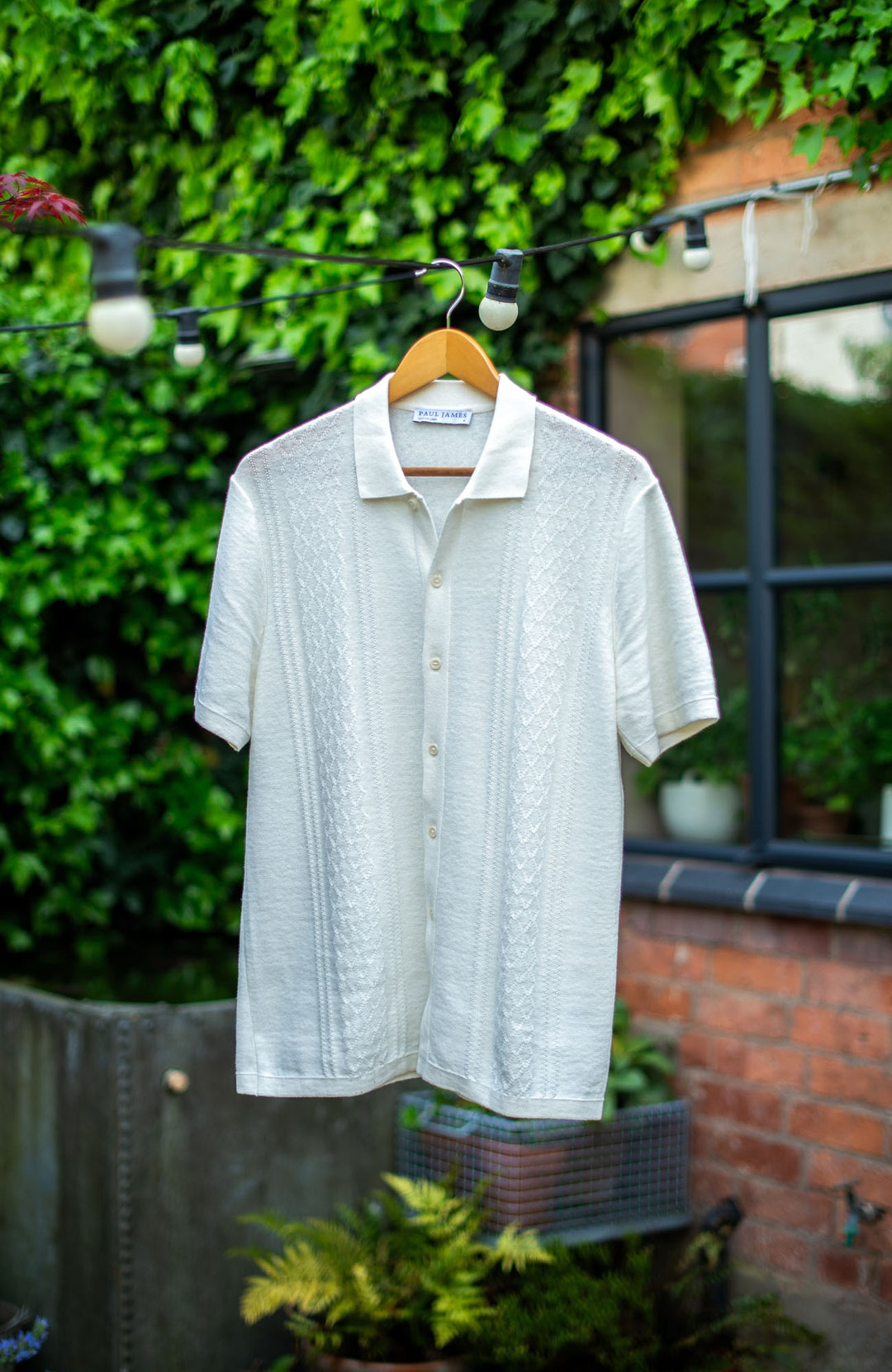 Men's cotton linen ecru summer shirt