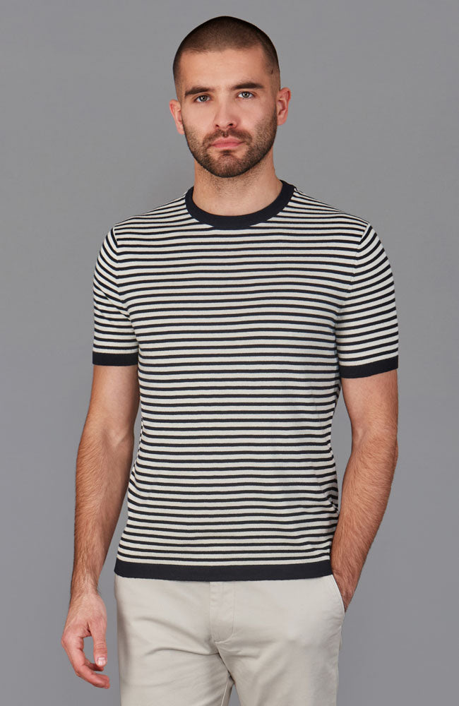 men navy breton stripe t-shirt