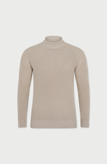 Birch Mens Cotton Ribbed Mock Neck Jumper By Paul James