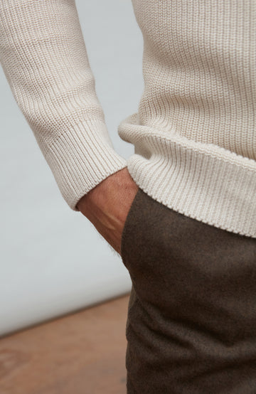 mock neck rib knit jumper by Paul James