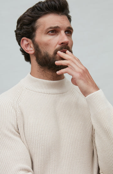 mock neck rib knit jumper by Paul James