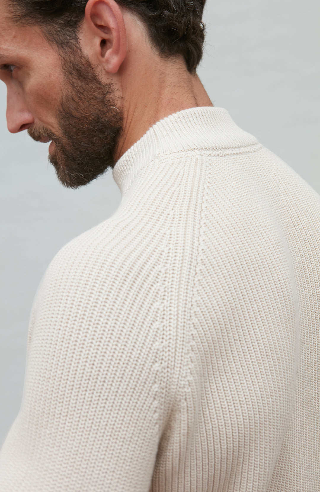 Mens Midweight Cotton Ribbed Mock Turtle Neck Jumper – Paul James