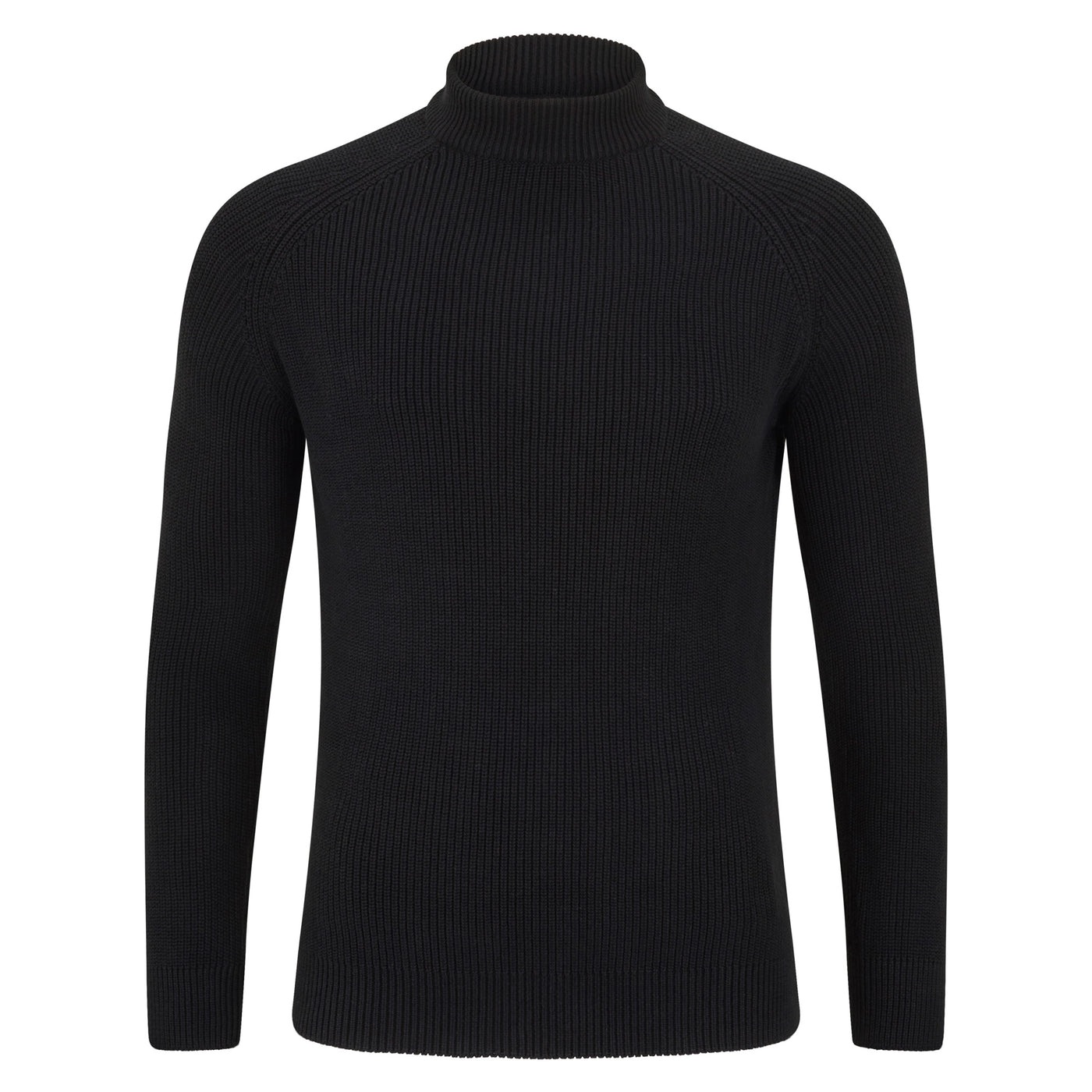 black mens cotton rib turtle neck