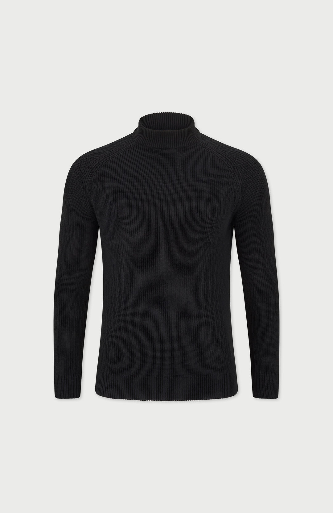 Black Mens Cotton Ribbed Mock Neck Jumper By Paul James