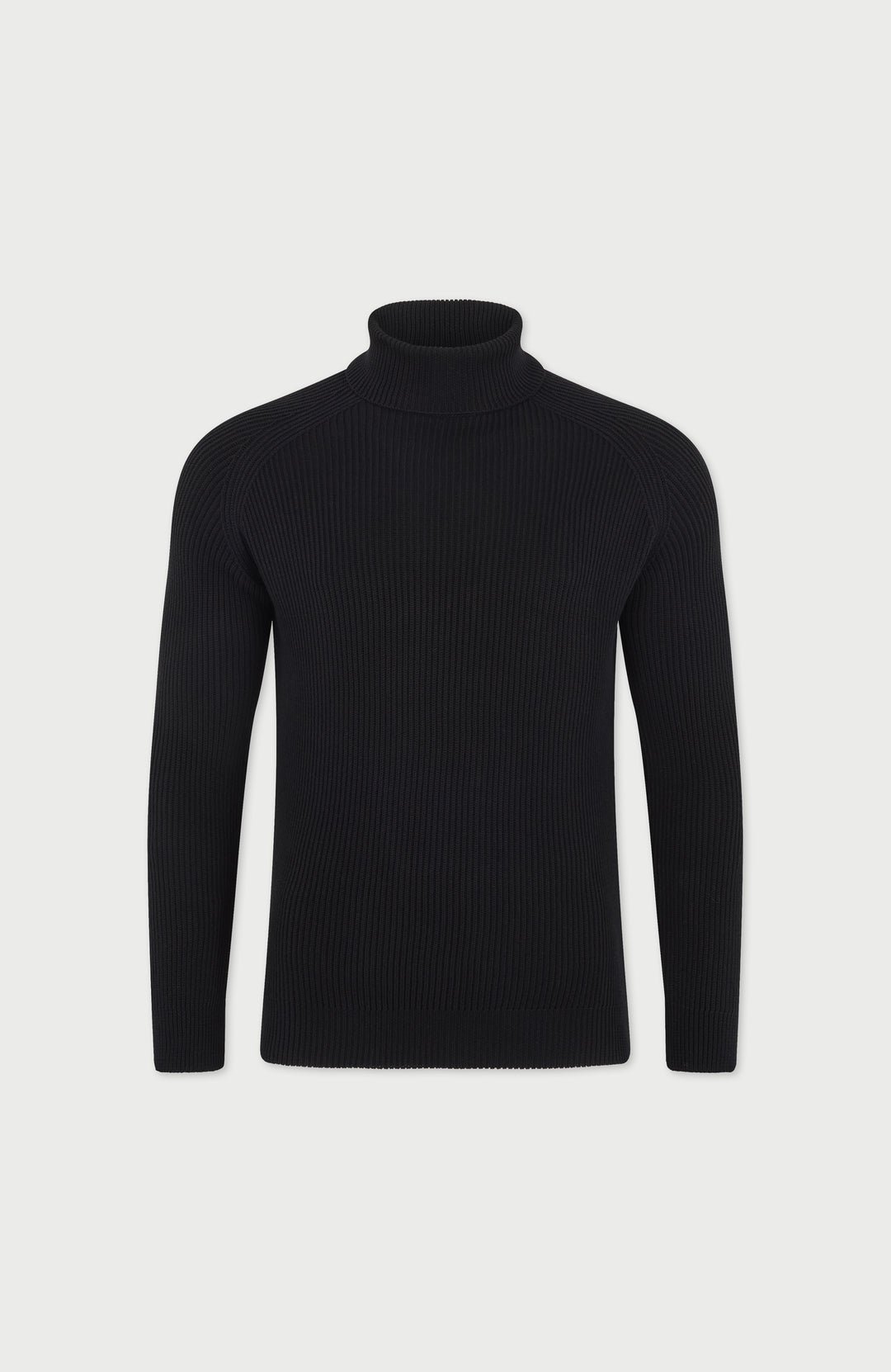 Black Mens Cotton Roll Neck Jumper By Paul James