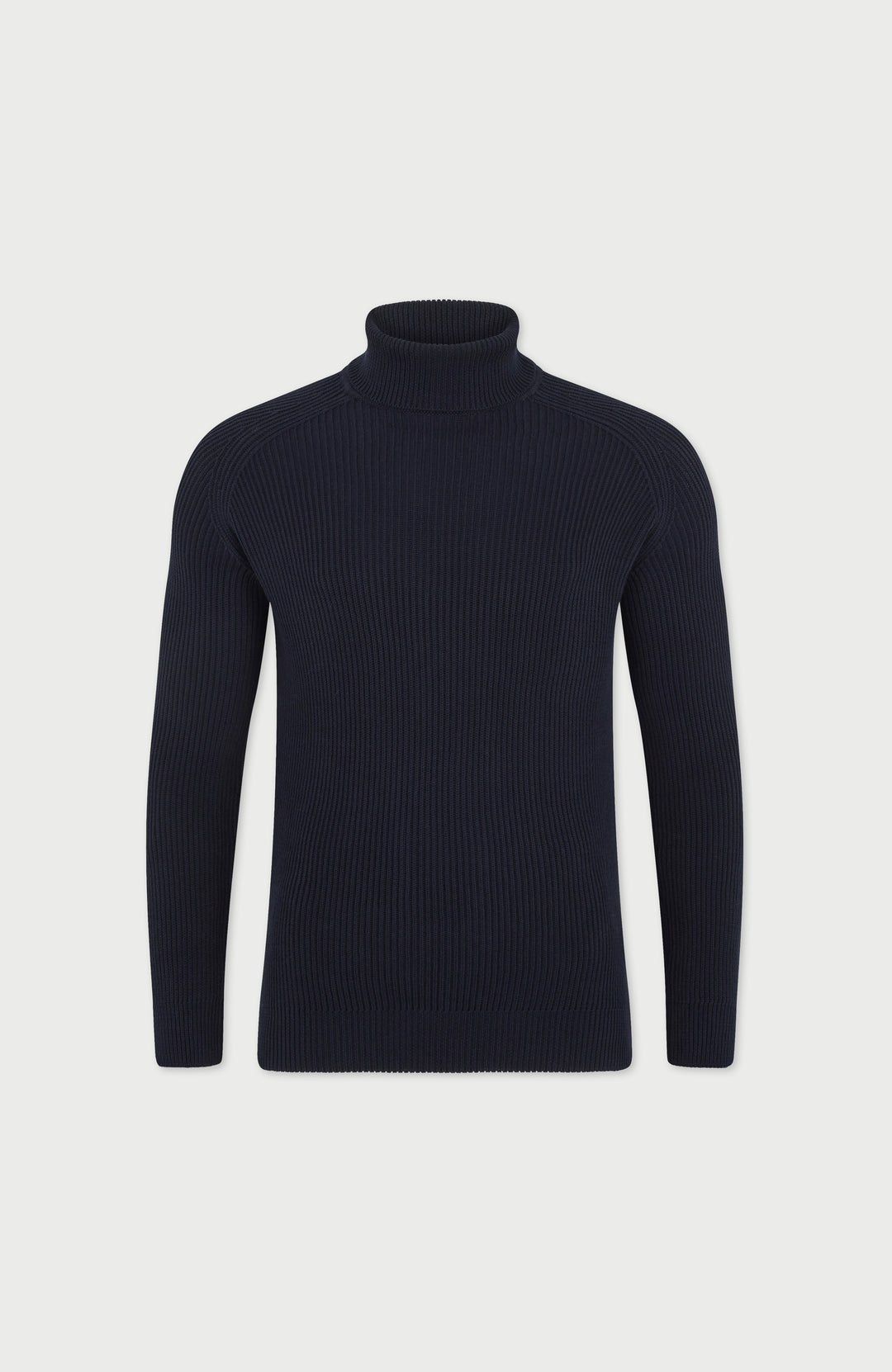 Navy Mens Cotton Roll Neck Jumper By Paul James