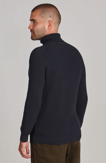 navy mens full cardigan stitch fisherman jumper