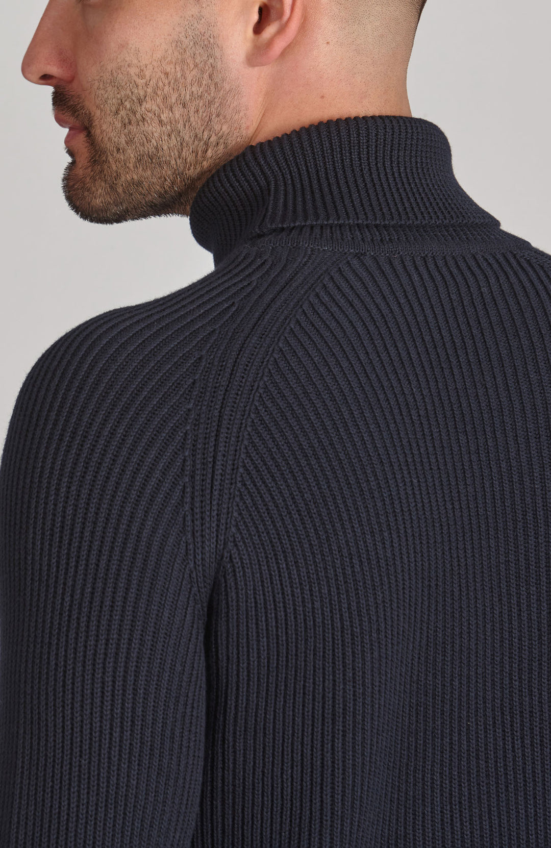 navy mens full cardigan stitch fisherman jumper