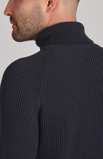 navy mens full cardigan stitch fisherman jumper