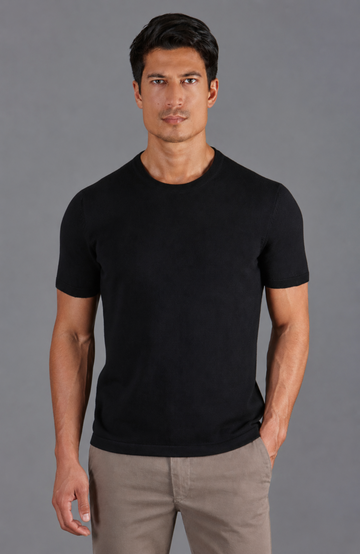 Black man's cotton premium T-shirt by Paul James Knitwear.