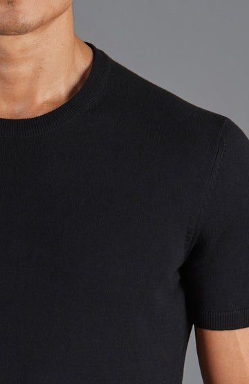 black mens knitted t-shirt by Paul James