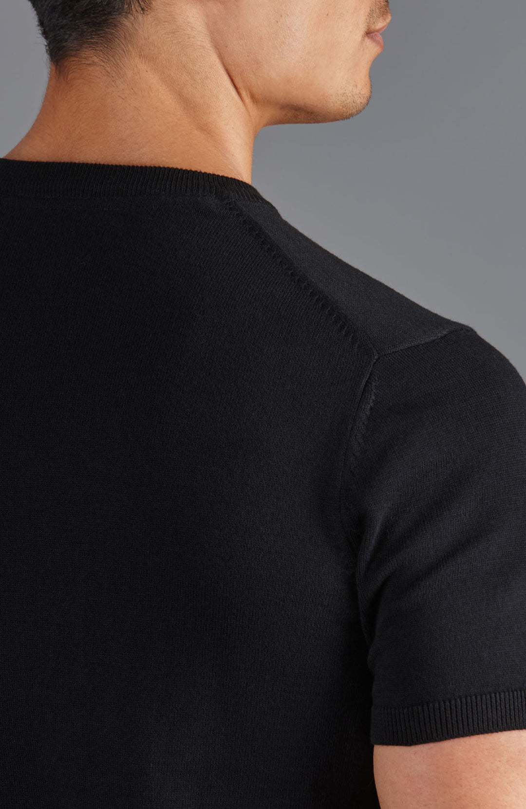 black mens knitted t-shirt by Paul James