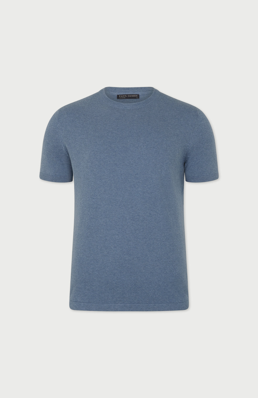 Denim Blue Mens Cotton Knitted T-Shirt By Paul James