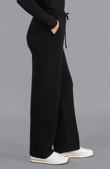 Black womens lambswool trousers by Paul James