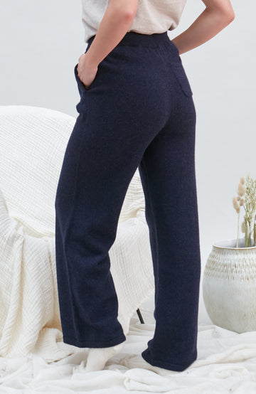 Navy womens wool trousers by Paul James