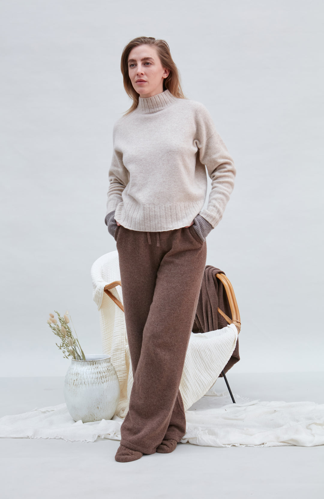 Linen womens lambswool jumper by Paul James