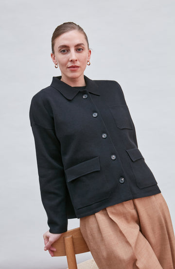 Black Womens Cotton Workshirt By Paul James