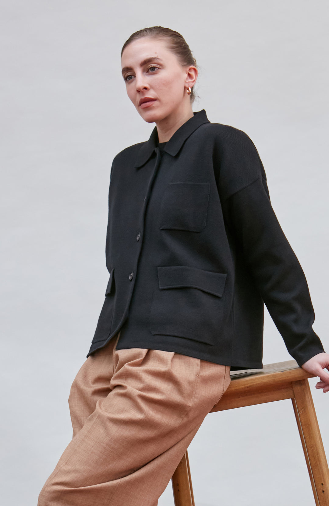 Black Womens Cotton Workshirt By Paul James