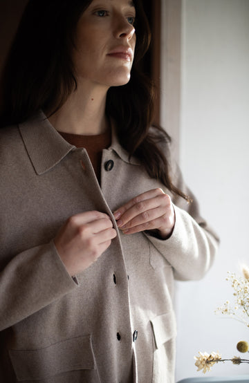 womens Knitted Beige Work Shirt by Paul James Knitwear