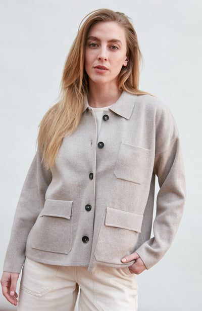 beige womens knitted jacket