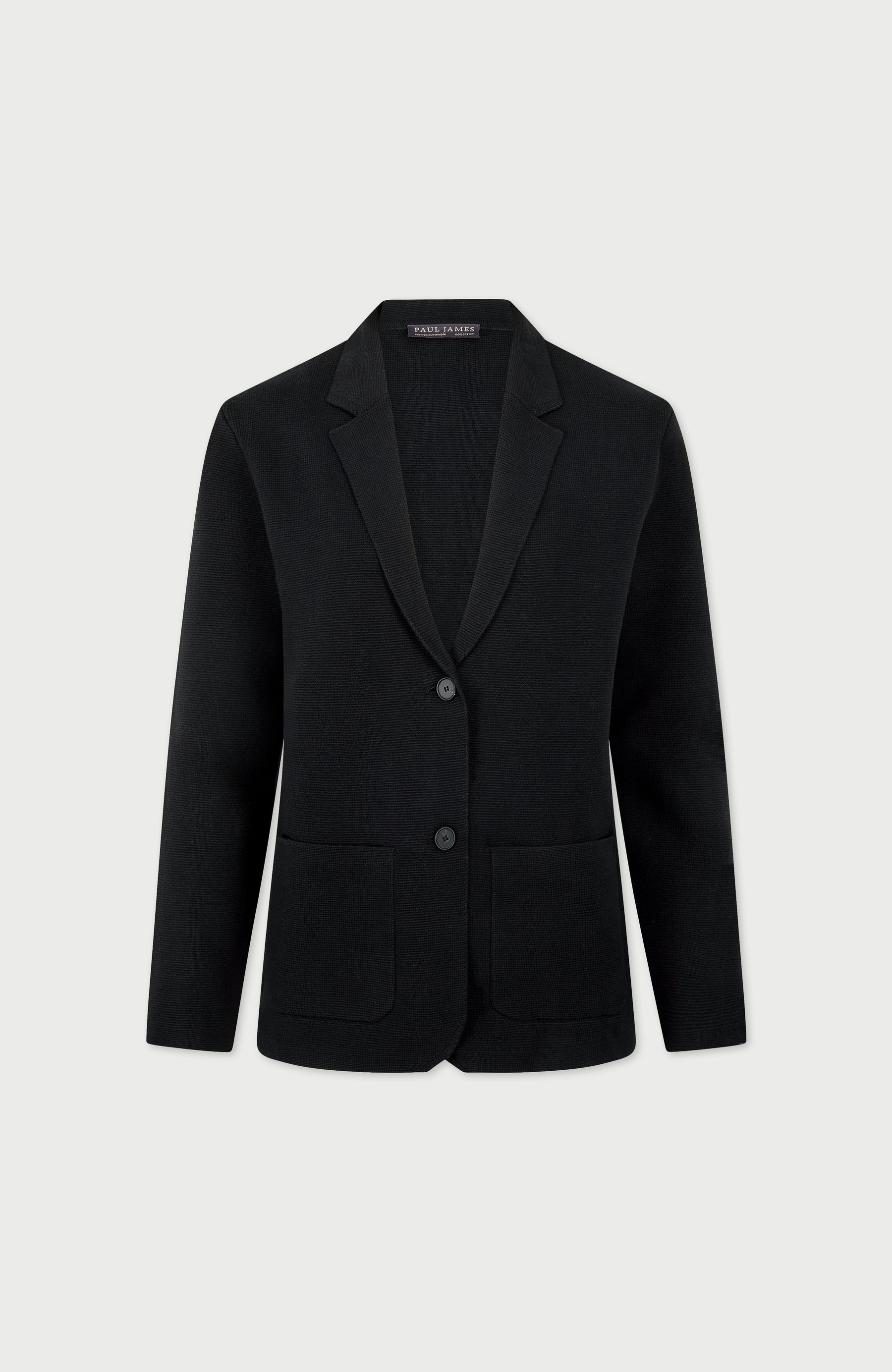 Womens Midweight Cotton Relaxed Fit Knitted Blazer