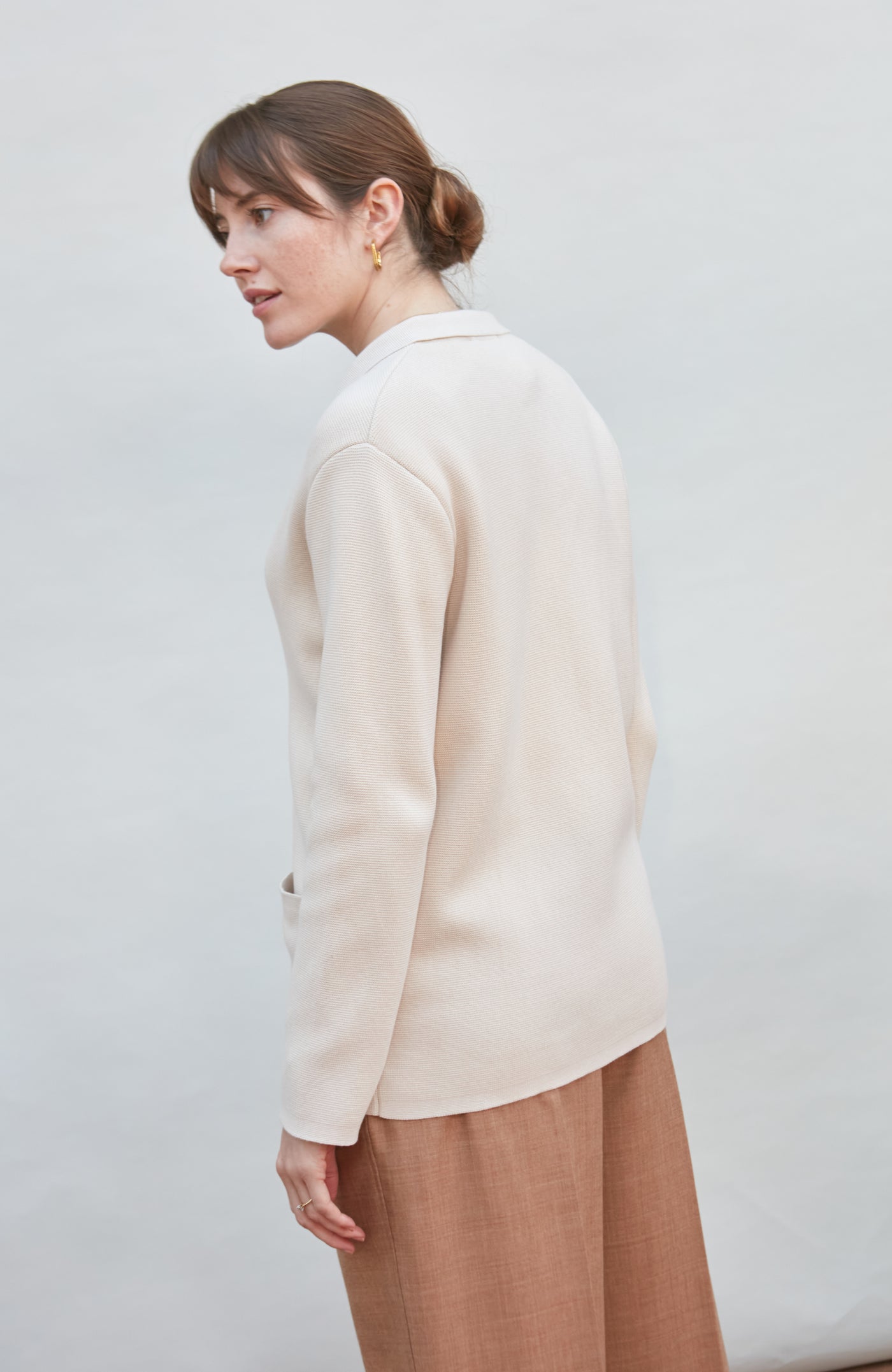 womens off white knitted blazer