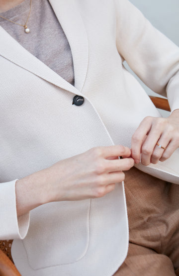 womens off white knitted blazer