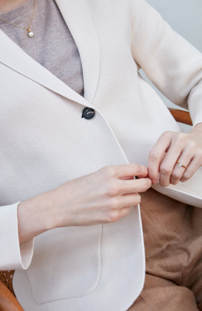 womens off white knitted blazer