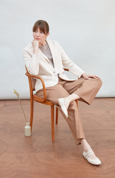 womens off white knitted blazer