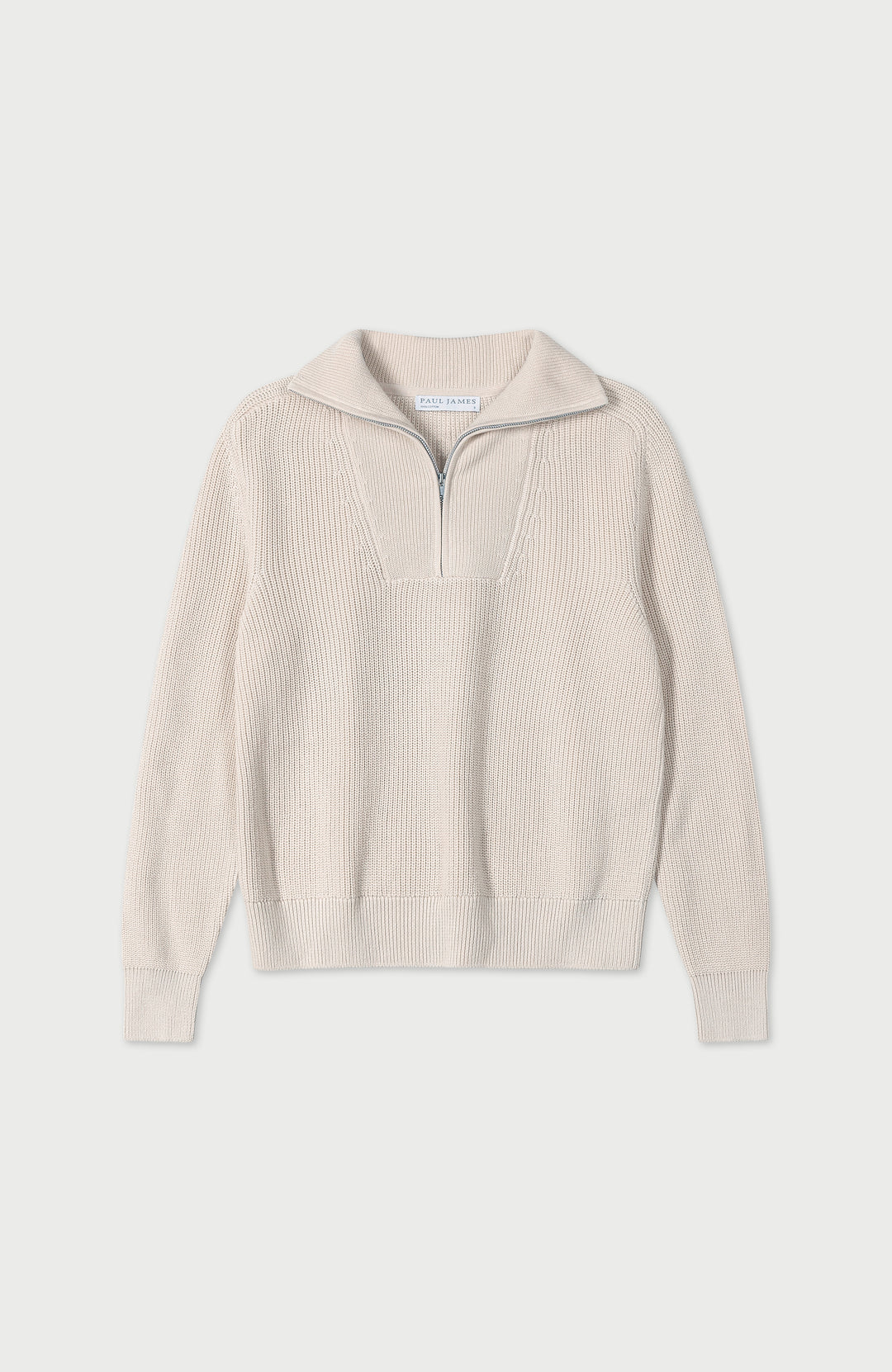 Ecru Womens Cotton Zip Neck Jumper By Paul James