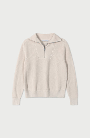 Ecru Womens Cotton Zip Neck Jumper By Paul James