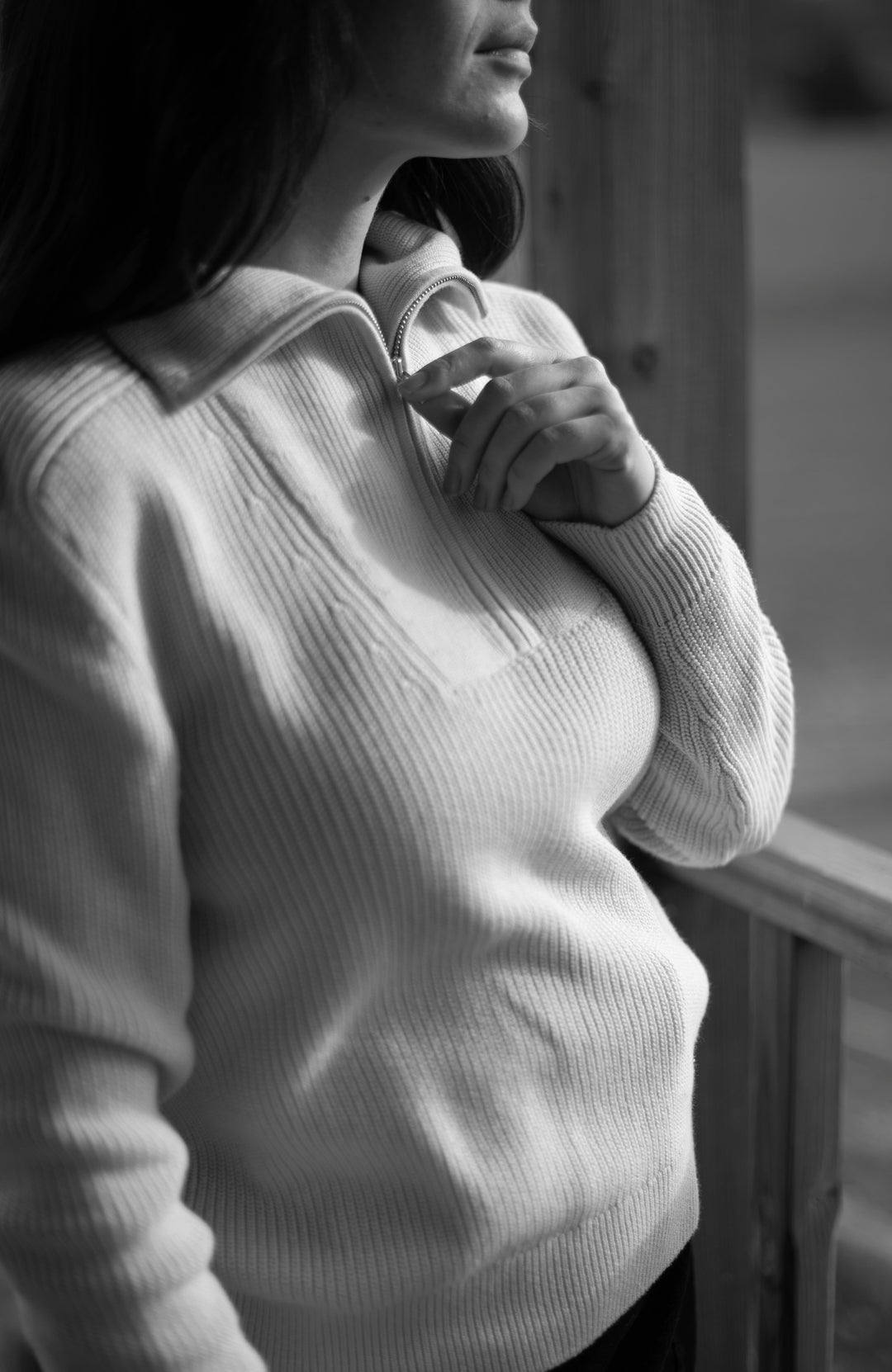 Womens Midweight Cotton Troyer Zip Neck Ribbed Jumper – Paul James