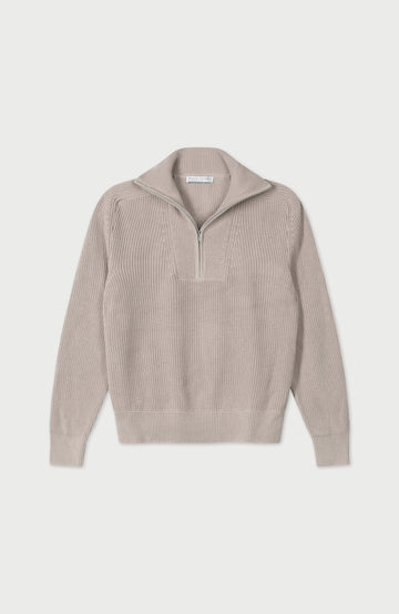 Linen Womens Cotton Zip Neck Jumper By Paul James