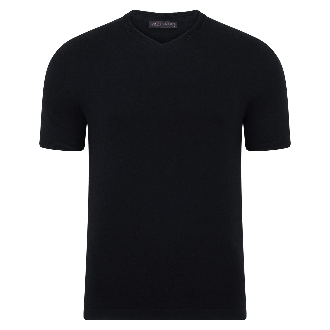 Mens Ultra Fine Cotton High V Neck Knitted T-Shirt – Paul James Knitwear