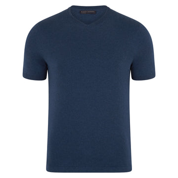 blue mens v neck knitted t-shirt