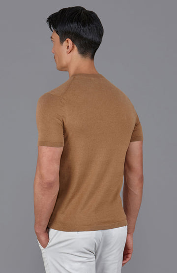 camel mens v neck knitted t shirt