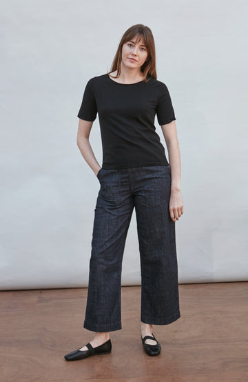 Womens Ultra Fine Cotton Crew Neck Knitted T-Shirt