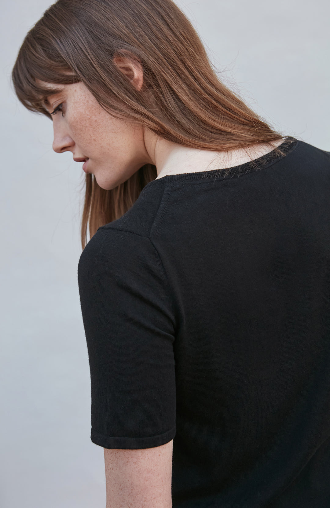 Womens Ultra Fine Cotton Crew Neck Knitted T-Shirt
