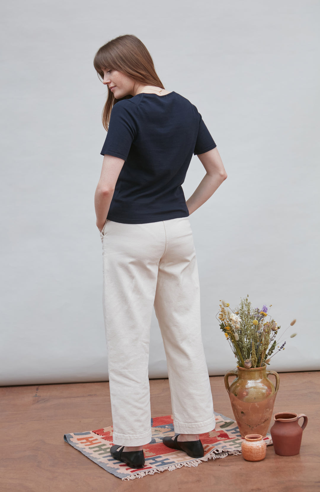 Women's navy Knitted Round Neck T-Shirt by Paul James