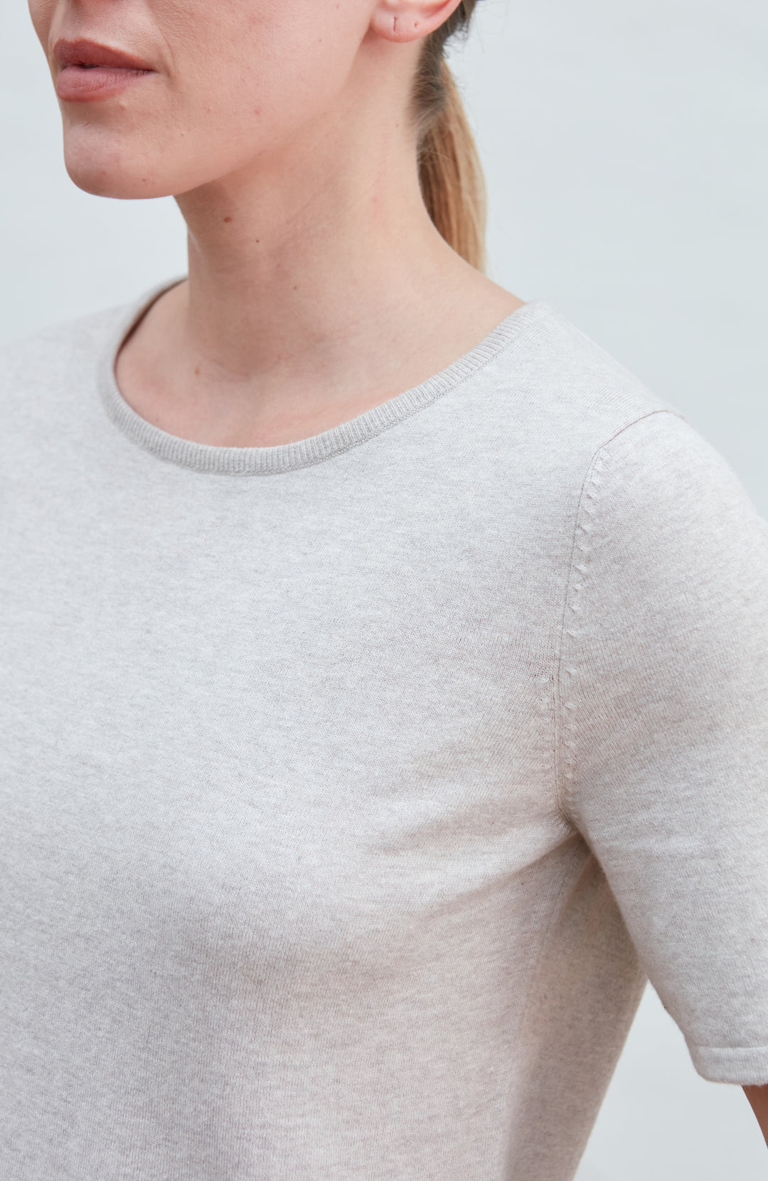 Women's light grey Knitted Round Neck T-Shirt by Paul James
