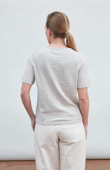 Women's light grey Knitted Round Neck T-Shirt by Paul James