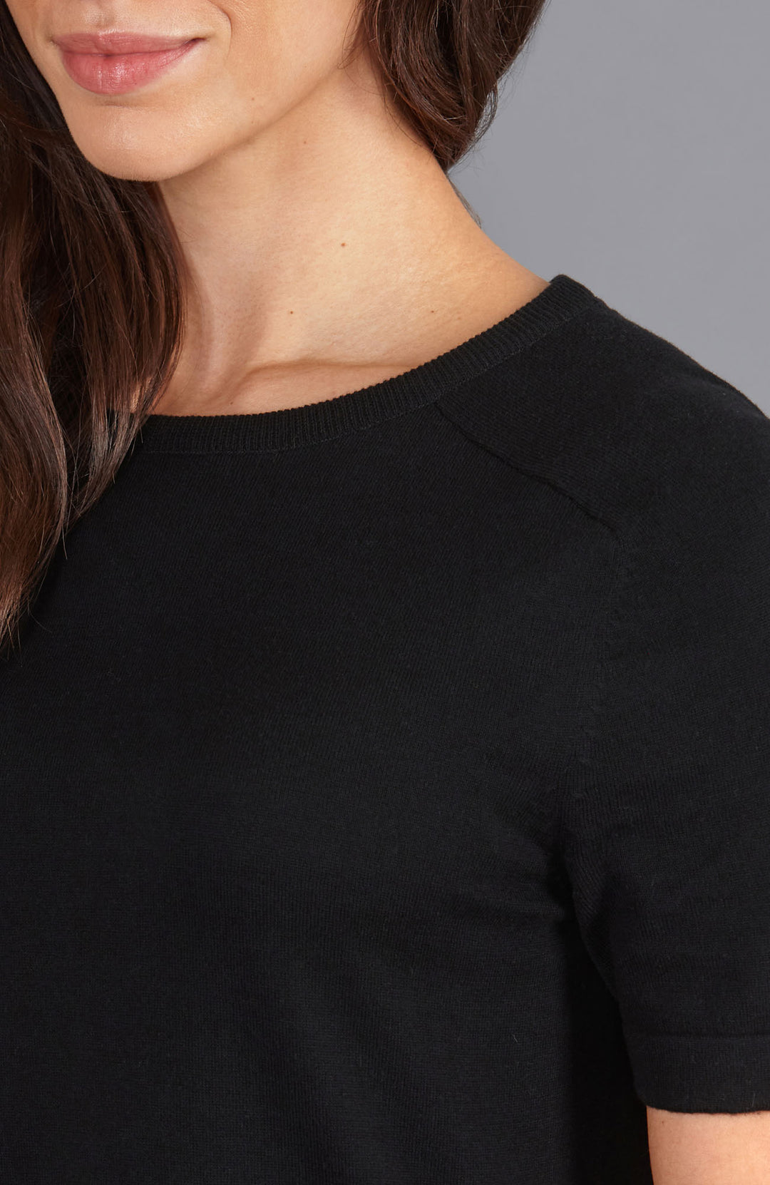 Black womens cotton knitted t-shirt  by Paul James
