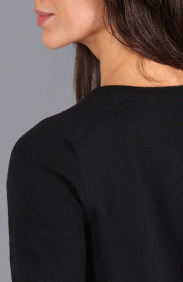 Black womens cotton knitted t-shirt  by Paul James
