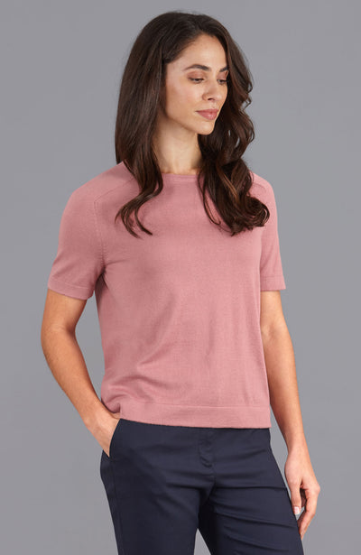 pink womens cotton knitted t-shirt