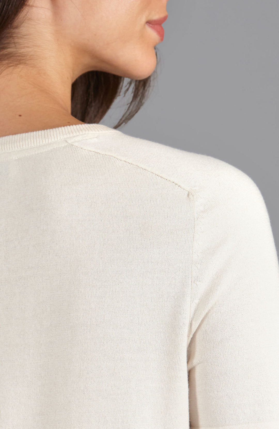 Ecru womens cotton knitted t-shirt  by Paul James