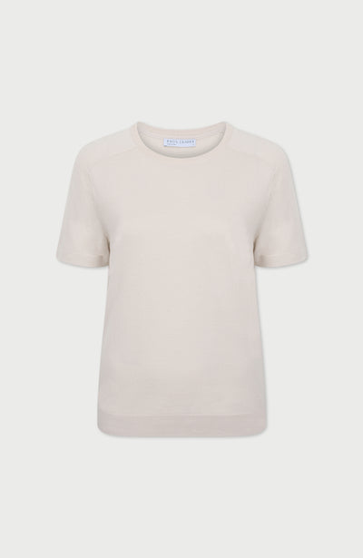 Ecru Womens Cotton Knitted T-Shirt By Paul James